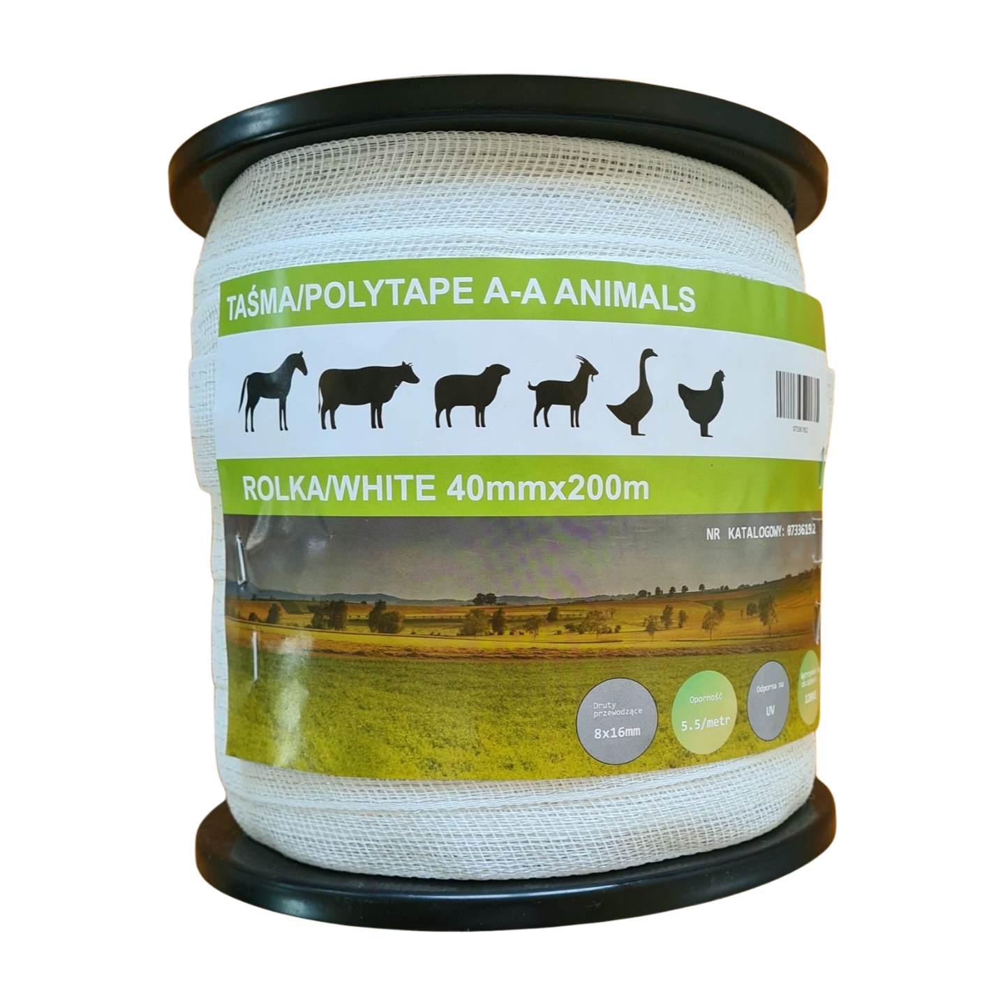 Taśma do ogrodzeń elektrycznych na padok dla koni Animals Biała 200m/40mm - Cavalo